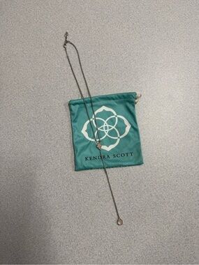 Kendra Scott Silver Lariat Necklace with Teardrop Pendant - Turquoise Pouch